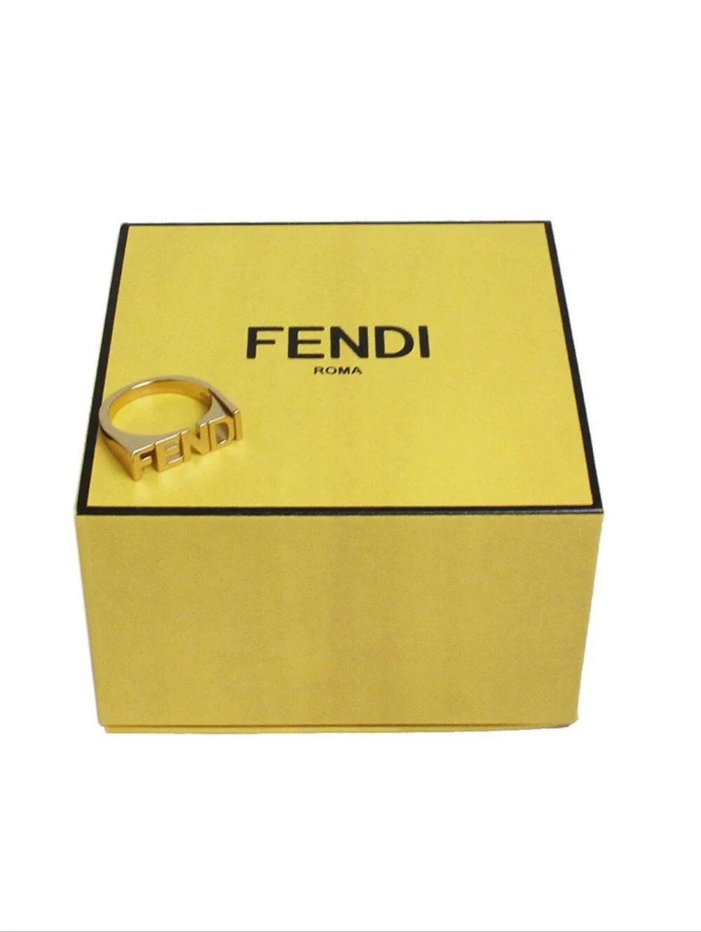 EUC FENDI Mens Large Gold Monogram Letter Ring!